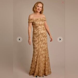 Oleg Cassini Gold Strapless Dress